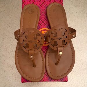Tory Burch Brown Leather Miller Sandals